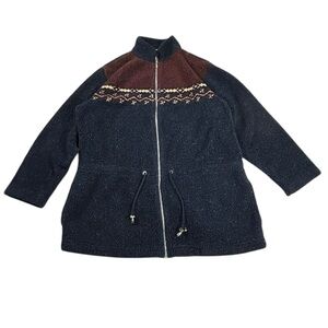 Vintage 90s Nordic Sherpa Fleece Jacket USA Made Cinch Waist Medium